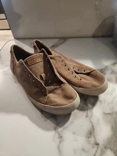 Sperry Men's Sz 9.5M Casual Top Sider Boat Shoes Brown Tan Taupe Missing Laces