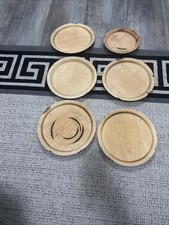 6 Round Wood Rustic Western Hand Crafted Plates