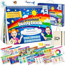 Montessori Busy Book 3-5, Preschool Learning Activities, Fine Motor Travel Toy