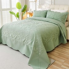 Oversized King Quilt Set Bedspread 128x120 California King Quilts 3 PCS Bedding
