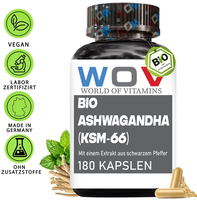 Wov Bio Ashwagandha Kapseln (180)– Hochdosiert Mit 2.100Mg Pro 3 Kapseln, KSM-66