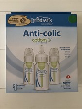 Dr. Brown's Options Narrow Baby Bottle Level 1 4oz 3-Pack Anti-Colic Pump NEW
