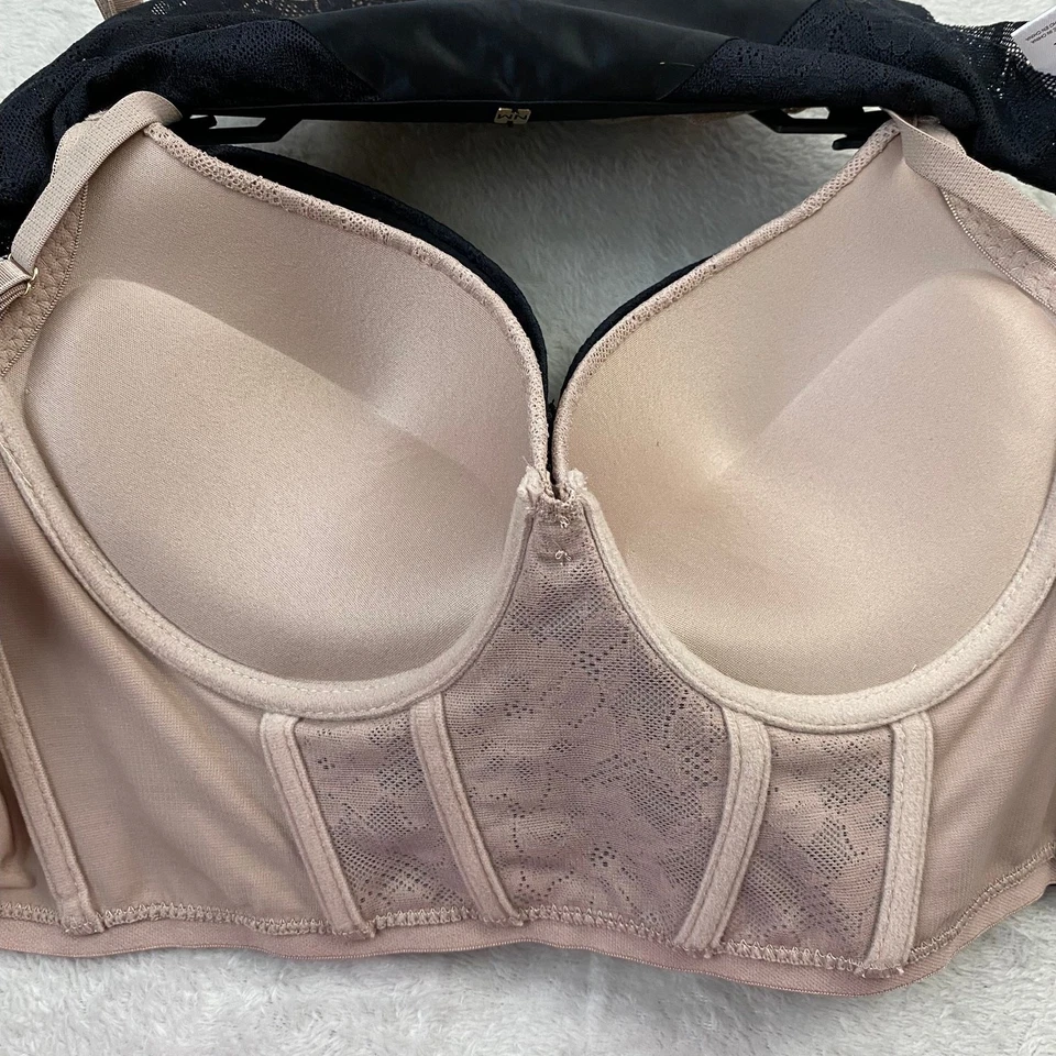 Nicole Miller 4pc Corset Bustier Bra & Panties 36C/L Black Mauve Mix & Match NWT - Image 3 of 4