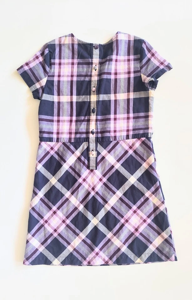 Brooks Brothers Fleece Girls Size 12 Purple Plaid Short Sleeve Dress - Image 4 of 4