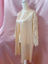 Vintage 1990s Natori Robe Lace Sleeve Lingerie Gown