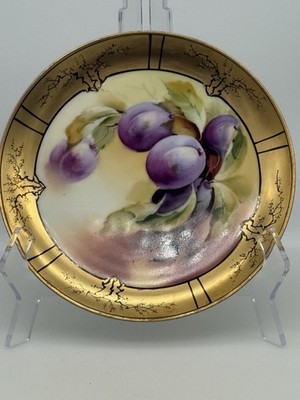 Pickard Cabinet Plate / Painted Plums - Signed - Excellent Condition