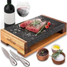 Nutrichef Steak Stone, Grill Hot Stone Cooking Set,Hot Lava Rock Sizzling Plate