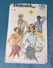 Butterick 5569 1970s Misses' Blouse Sewing Pattern, Size 18, Cut, Vintage