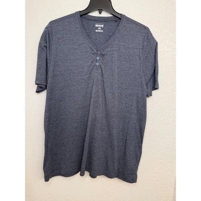 IDENTIC men's 4XL GRAY BASIC short sleeve v-neck henley t-shirt casual comfort