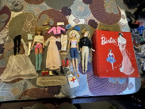 Vintage Barbie Lot 1960s Doll Ponytail Era Case Clothes Accessories Shoes Mixed