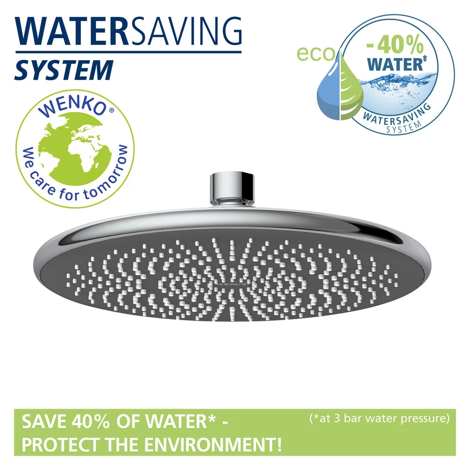 WENKO Regendusche Wassersparend Duschkopf Brausekopf Überkopfbrause Rund 22,5 cm - Bild 2 von 4