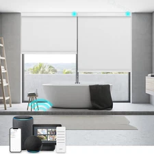 Changshade CUSTOM CUT Blackout Smart Roller Blinds Work with Alexa Phone Control