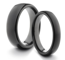 HIS  HERS 6MM/4MM Titanium Matte Black Comfort Fit Wedding Band TWO RING SET