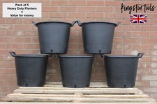 5x Heavy Duty 30L Plant Pots - Large Size 40cm / 15.7" Potato Bucket Grow Tub