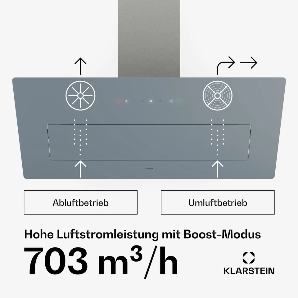 Dunstabzugshaube A+++ Wandhaube 717 m³/h Touch einstellbares LED-Licht 90 cm  - Bild 4 von 4