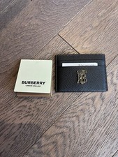 AUTH NWT Burberry TB Monogram Pebbled Leather Card Case