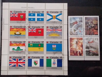 1979 Canada, 731-42 Kleinbogen Flaggen der Provinzen und Zusammendruck Feuerwehr