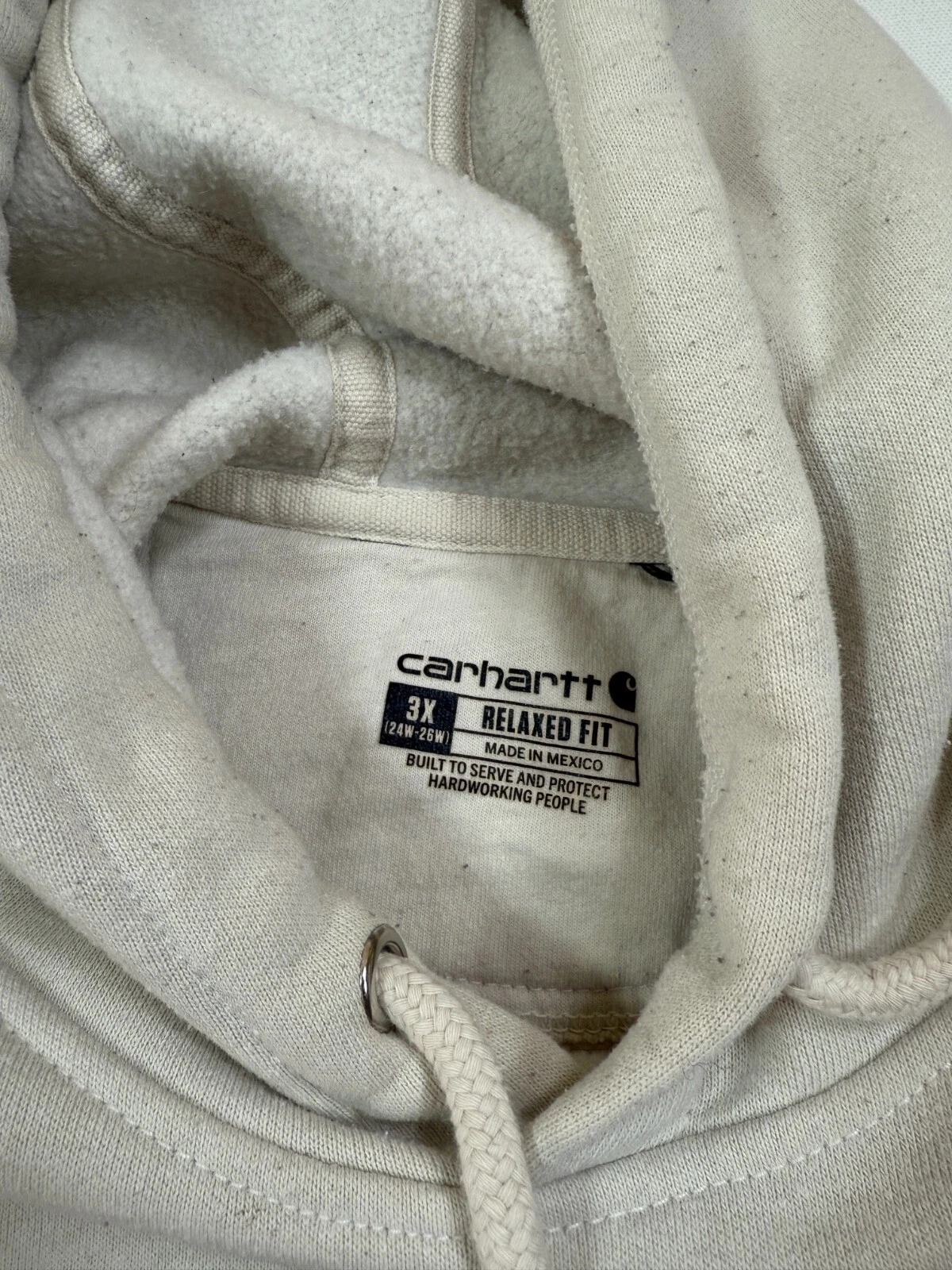 OFF WHITE Carhartt Felpa con Cappuccio Donna 3X Taglia 24W 26W Bianco Off Felpa Pullover Peso Medio