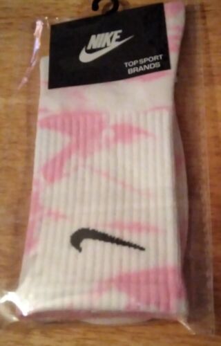 NWT Nike  Women Crew socks 1 pair .Tie Dye LIGHT PINK. - Picture 1 of 12