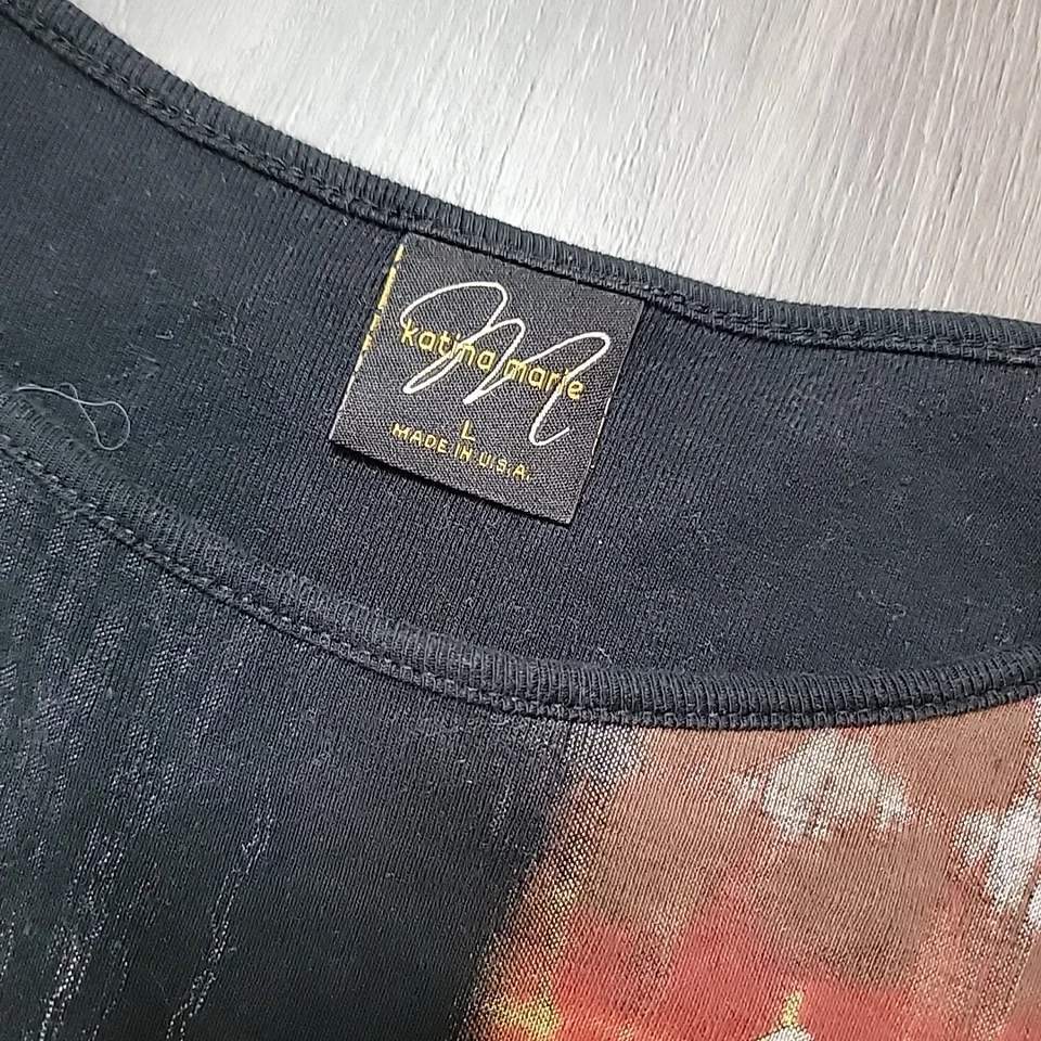 Camisa Katina Marie Mujer Grande Negra Formas Geométricas Manga Larga Foto 2 de 4