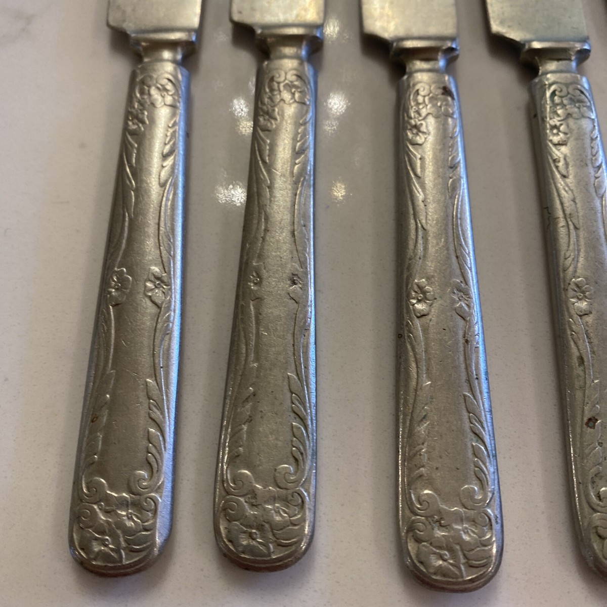 Antique WM Rogers Nickel Silver Art Nouveau Pattern Set 6 Heavy