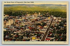 Postcard CA San Jose California Aerial View of The Progressive City Pop 130k AT4