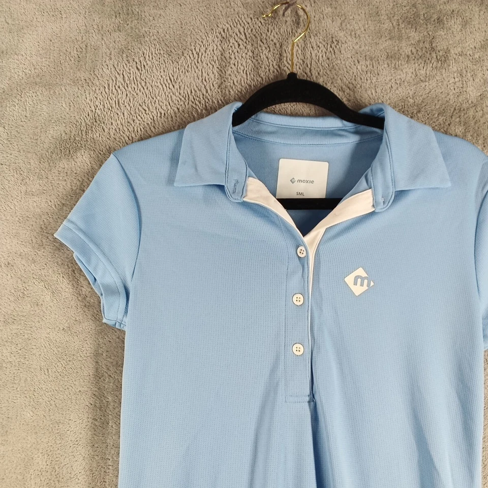 Polo de golf MOXIE para mujer talla PEQUEÑA (4-6) Henley pulóver tejido informal azul Foto 2 de 4