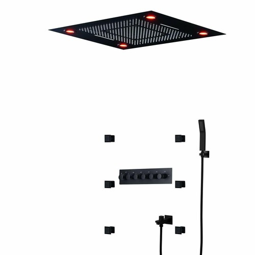 High-pressure water saving Best Led Rain Shower System StainlessSteel Matt Black - Picture 1 of 9