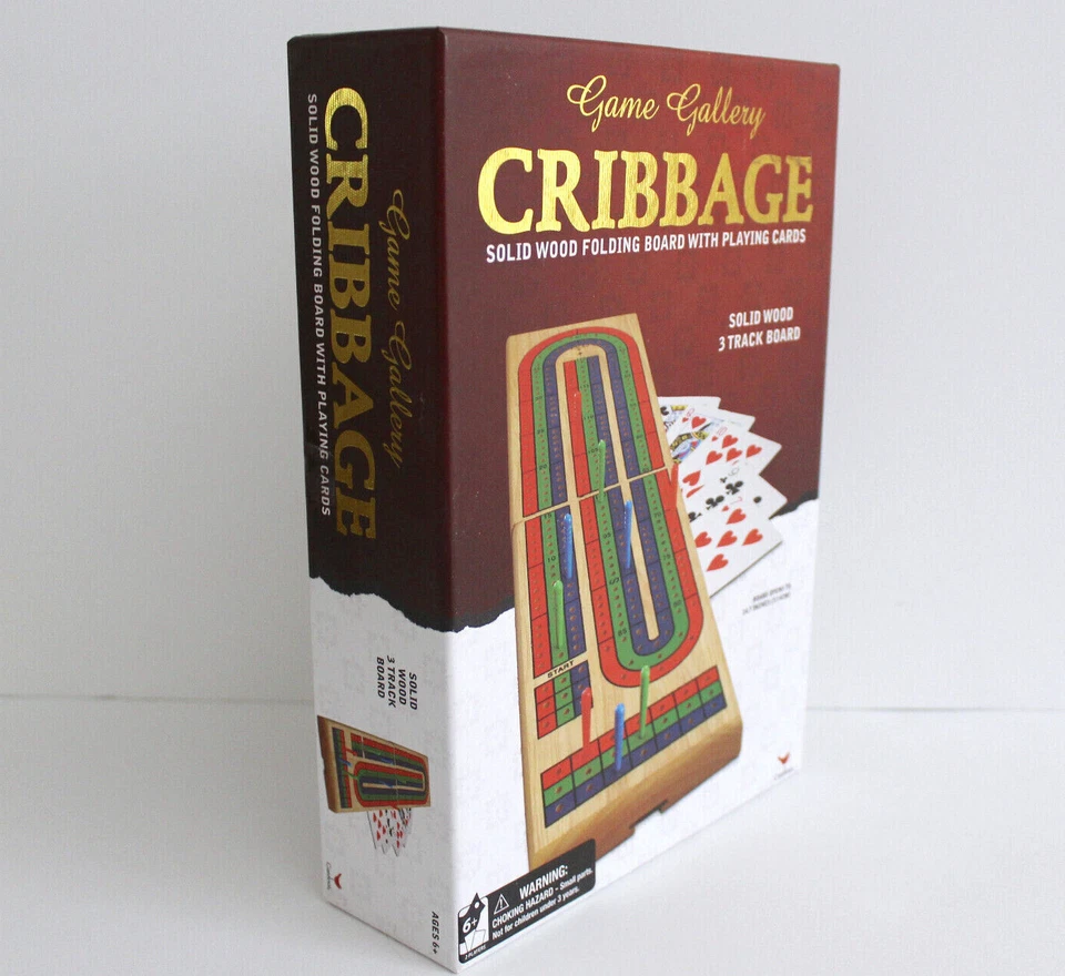 Game Gallery Cribbage Solid Wood Folding Board with Playing Cards NEW - Image 2 of 3