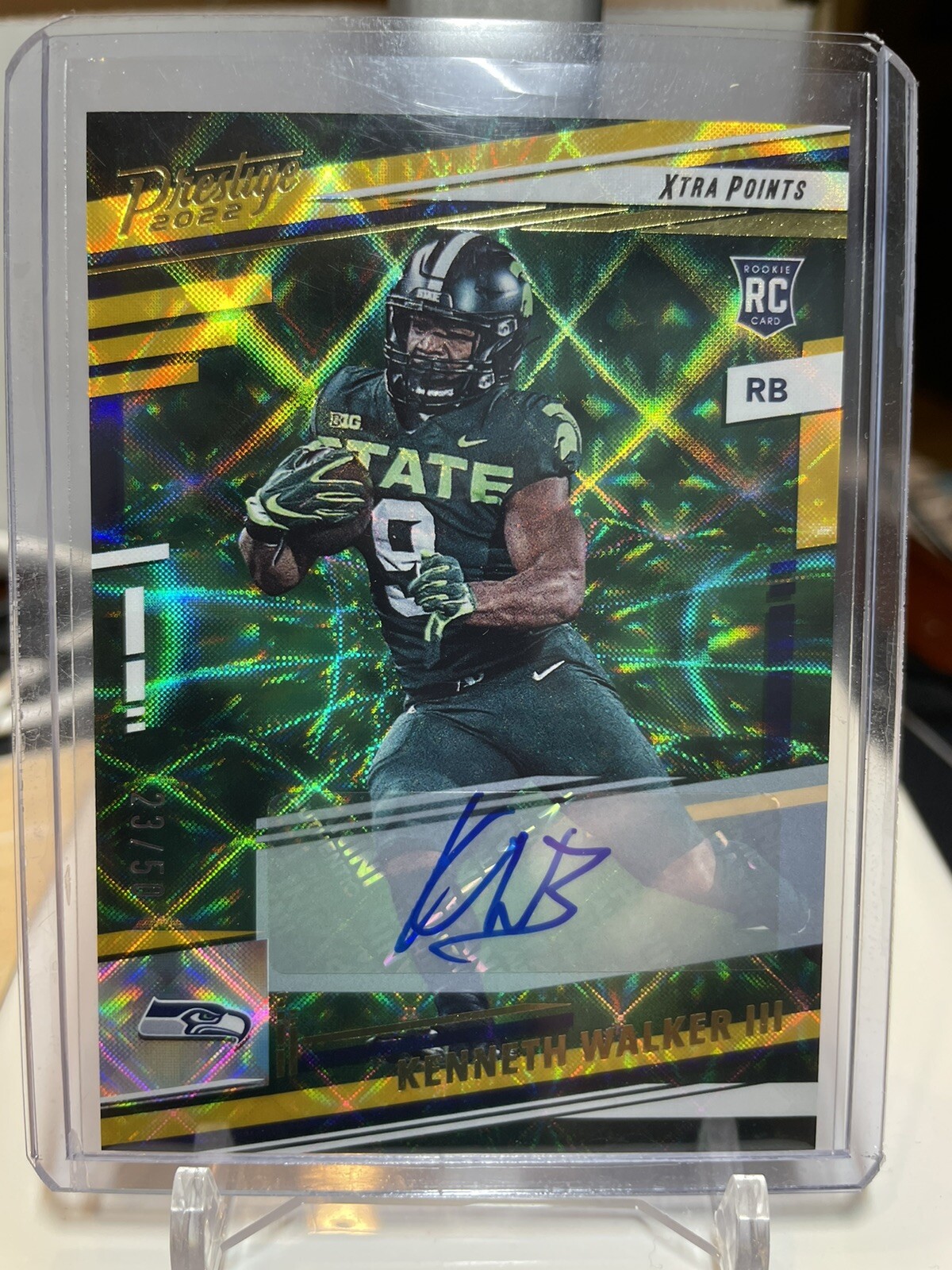 Kenneth Walker III Panini Prestige #314 Gold Xtra Points Premium-Signature
