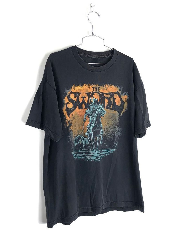Rare The #Sword Band T Shirt Size XL Faded Black Tour Knight