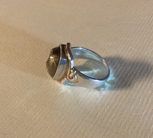 Sajen Druzy Quartz Silver Plated Ring. Size 6.5. Blue/Purple & Tan Stone. - Picture 18 of 21