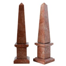 Obelisk Klassisch IN Marmor Rot Skulptur aus Tabelle H 40CM