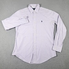 Ralph Lauren Shirt Mens 15.5 Purple Striped Pony Dress Button Up Long Sleeve 
