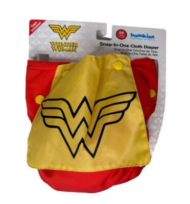 Bumpkins Cloth Diaper Snap All In One With Removable Cape 7-28lb DC Wonder Woman
