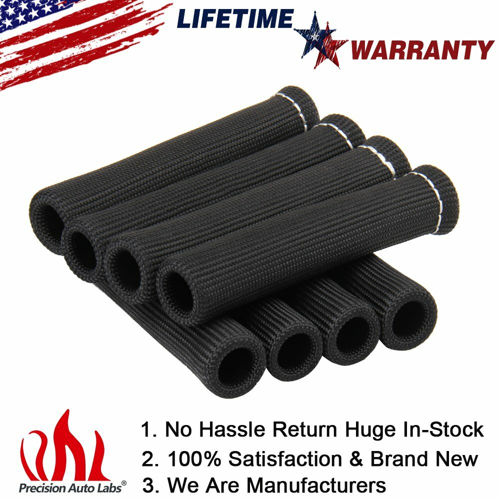 8-Pack Spark Plug Wire Boot Heat Shield Sleeves - Basalt Fiber, Rated To 2500°F, Black 8 thumbnail image