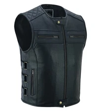 NEW LEATHER VEST LEATHER VEST COAT MOTORCYCLE BIKER Vest Leather Vest CHOPPER CLUB