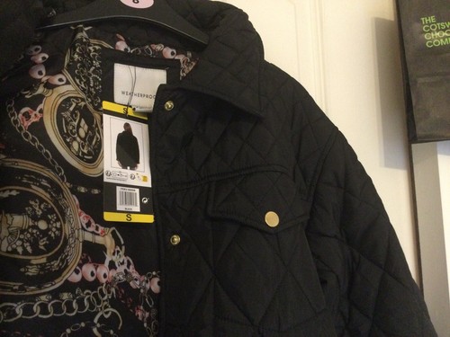 Comfy Ladies Black Weatherproof Jacket Size Small Button Up BNWT - Picture 3 of 3