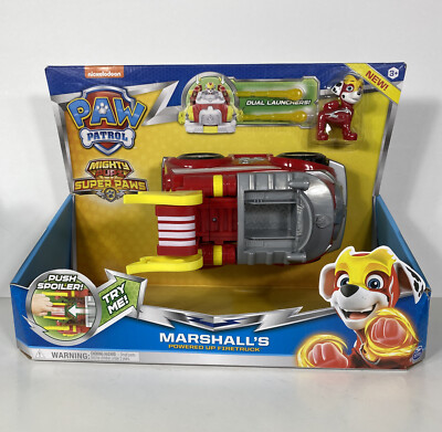 Nickelodeon Paw Patrol Marshall's Powered Up Fire Truck- Mighty Pups Super Paws 