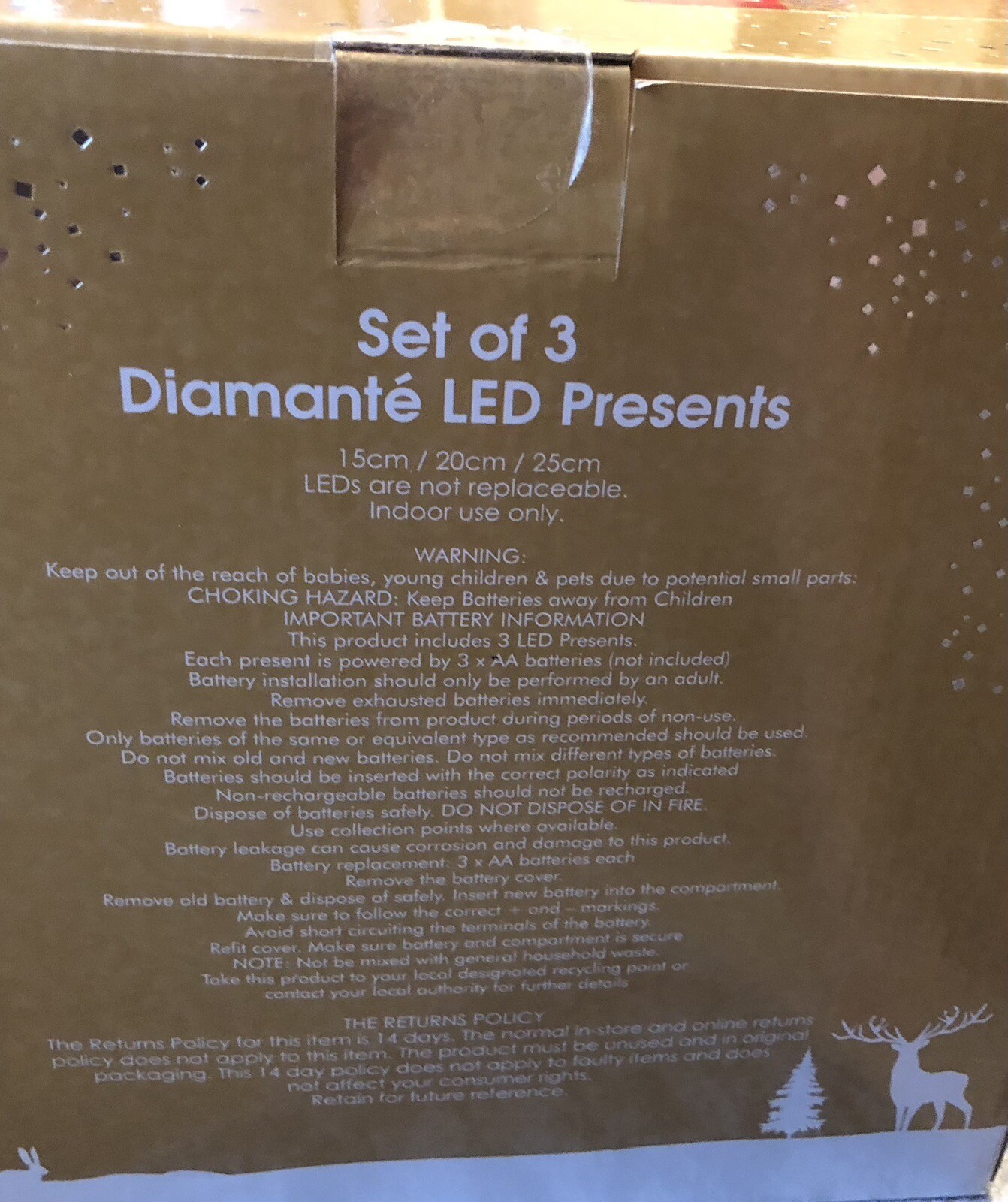 Set Of 3 LED Diamante Light Up Christmas Presents eBay