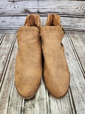 Seven 7 Mr. Stokley boot Size 7.5 Faux Leather Brown Zip Up Back Low Heel