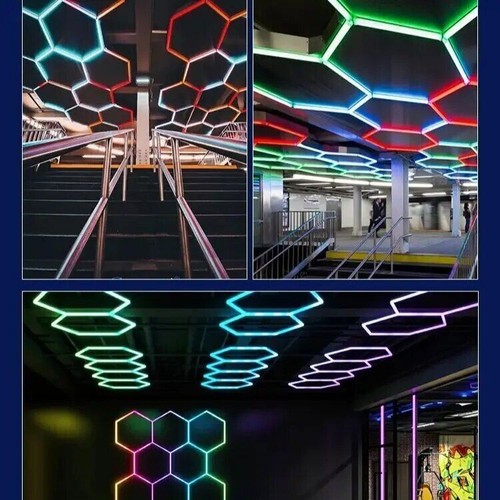 5-14X LED Hexagon Licht RGB Farbwechsel Dimmbar Waben Beleuchtung Wandleuchte - Picture 15 of 29
