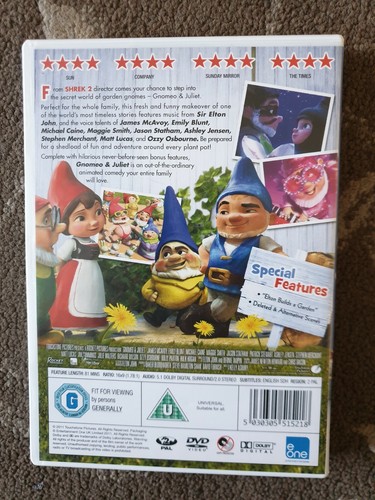 GNOMEO AND JULIET DVD LIMITED EDITION CHRISTMAS SNOWGLOBE COVER KIDS - Picture 2 of 2