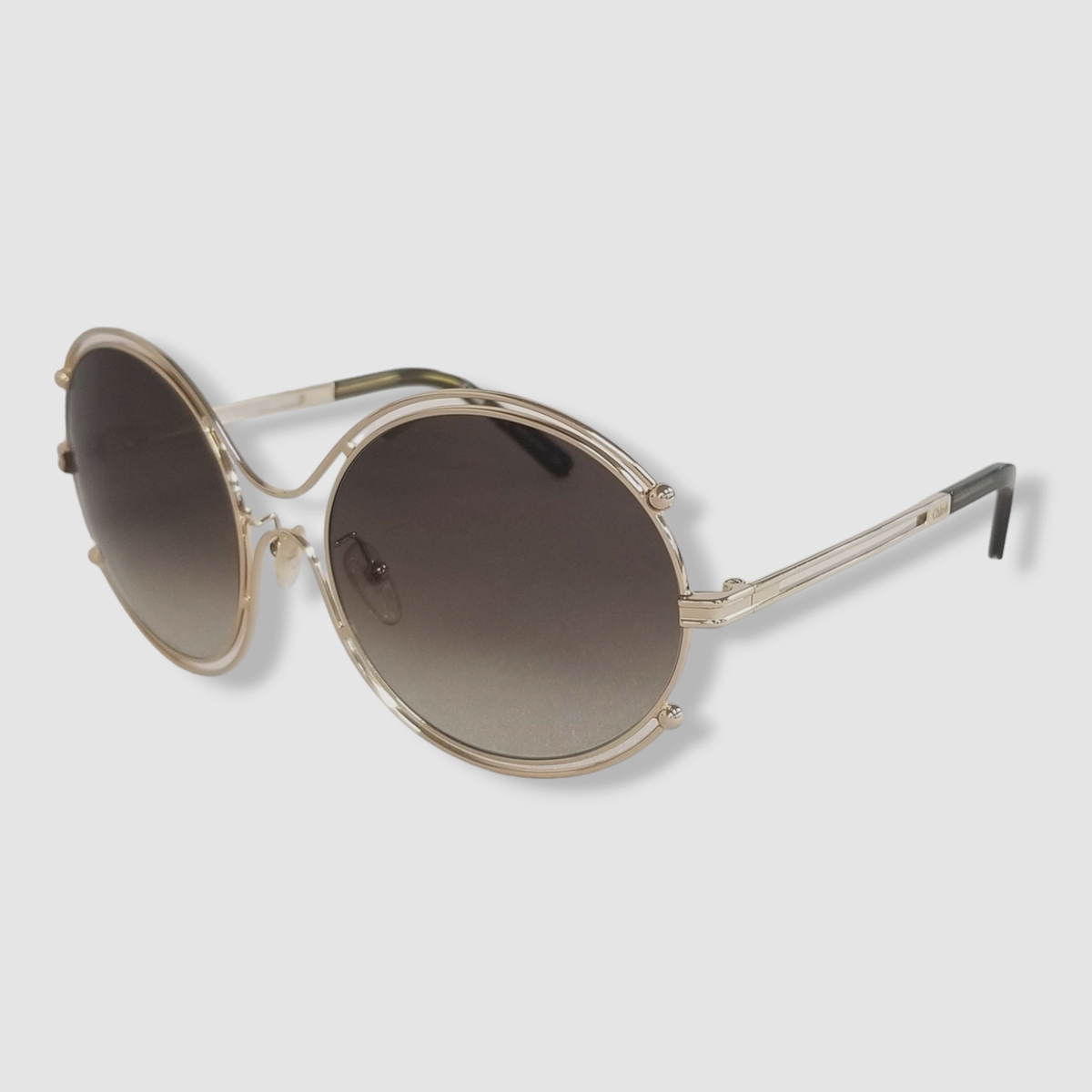 $450 Chloé CE122S 750 Women Gold Isidora Round Sunglasses 
