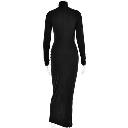 Long Sleeves Knot Sarong Maxi Slinky Jersey Dress - Picture 13 of 27