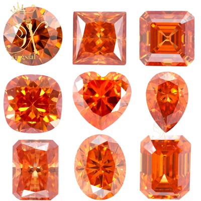 Orange Moissanite Loose Stone Fancy Cut Birthday Stone DIY Ring Earring Gemstone