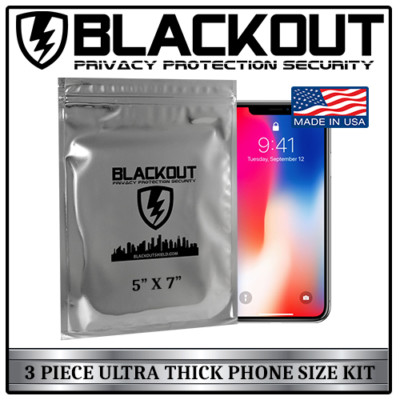 FARADAY CAGE EMP ESD BAGS 3 PC PHONE SIZE 5'' X 7'' ULTRA THICK By BLACKOUT