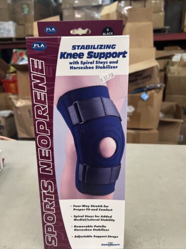 FLA Small Stabilizing Knee Support w/Spiral Stays & Horseshoe Stabilizer Blk NIB - Picture 1 of 2