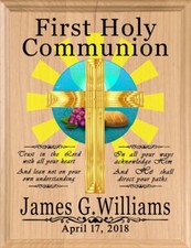 First Communion Keepsake Plaque - Personalized Wood Gift