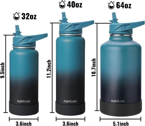 32oz Stainless Steel Insulated Water Bottle with Straw, Leakproof for Travel - Picture 8 of 9